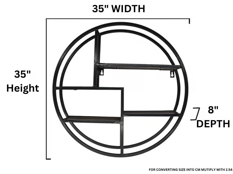Mount Muse Solid wood Metallic Round wall storage shelf