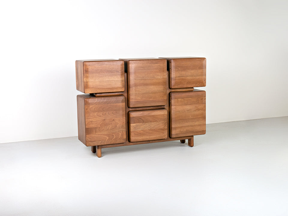Asymmetry Solid Wood Drawer Unit