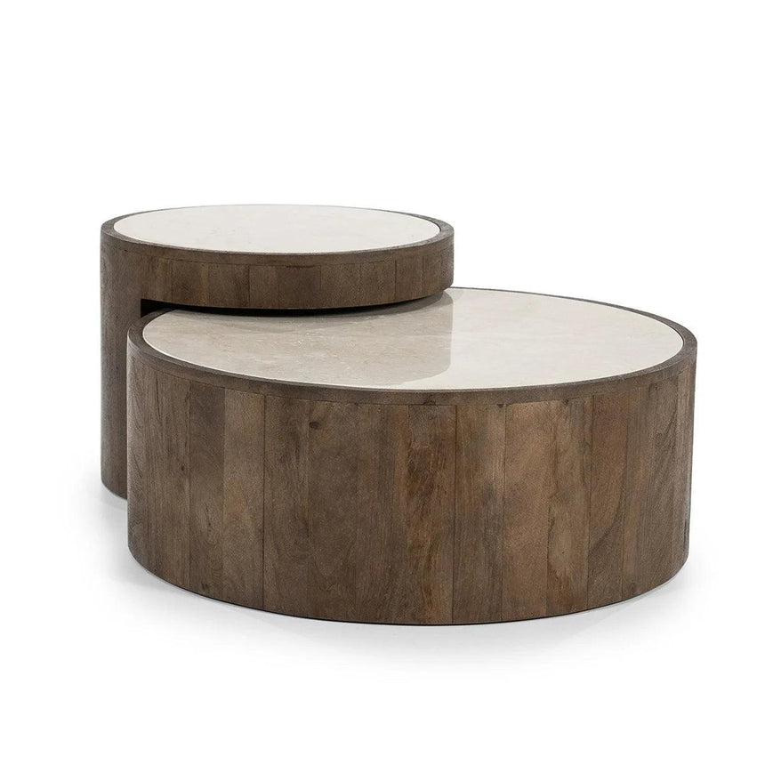 Rene solid wood and marble coffee table
