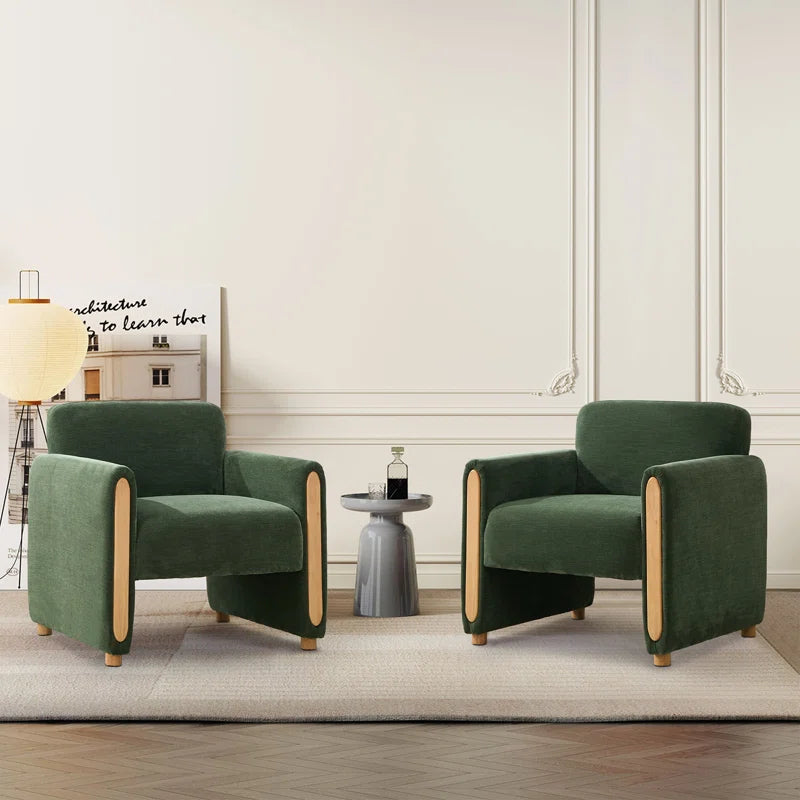 Wide Modern Solid Wood Chair with stain resistant fabric