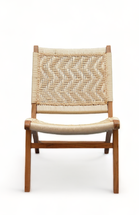 Heritage Haven Hand Woven Lounge Chair Solid Wood Chair by Orchid Homez