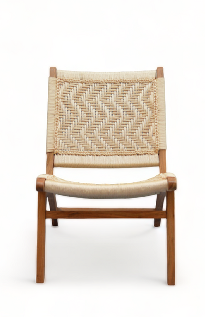 Heritage Haven Hand Woven Lounge Chair Solid Wood Chair by Orchid Homez