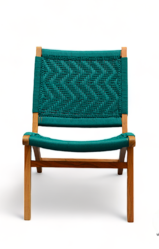 Heritage Haven Hand Woven Lounge Chair Solid Wood Chair by Orchid Homez