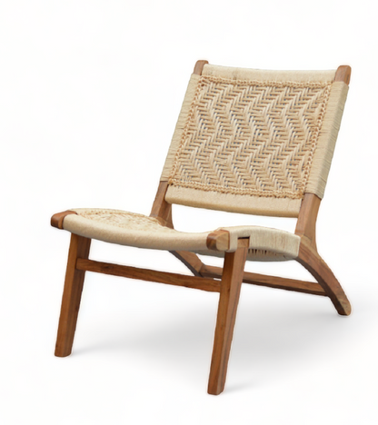 Heritage Haven Hand Woven Lounge Chair Solid Wood Chair by Orchid Homez