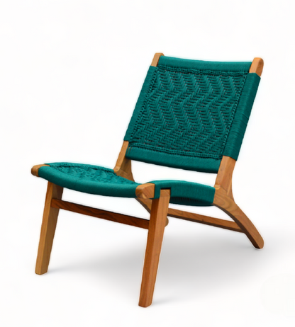 Heritage Haven Hand Woven Lounge Chair Solid Wood Chair by Orchid Homez