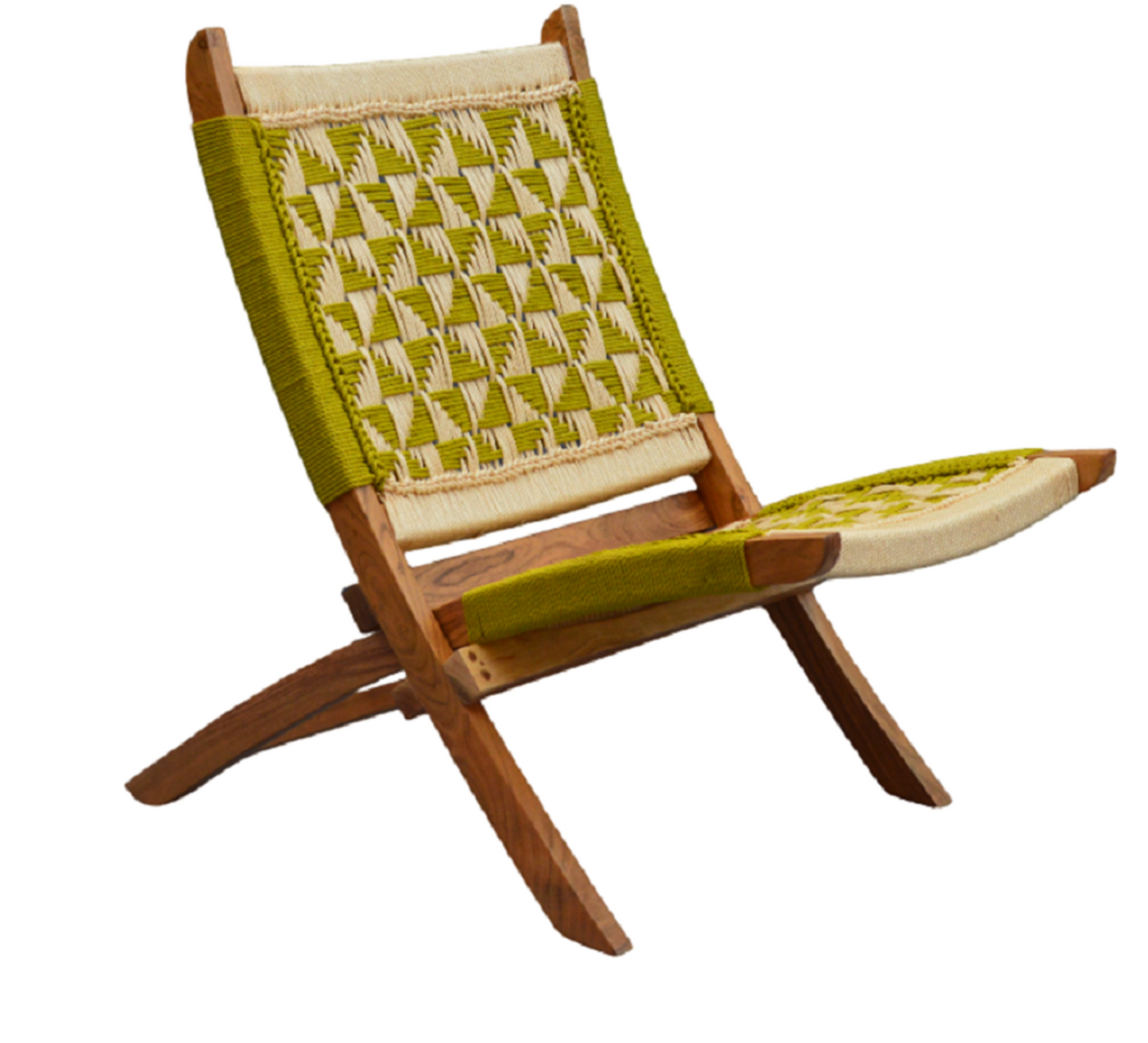 Orchid Homez Hand Woven Lounge Chair Folding Solid Wood Outdoor Chair