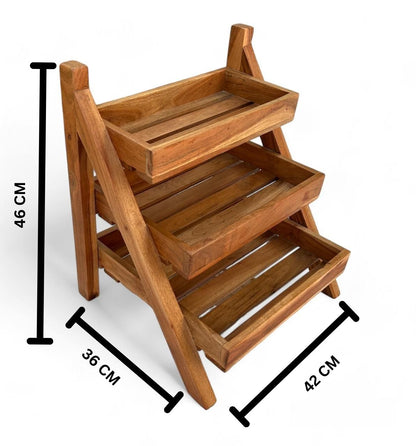 Vegetable Rack 3 Layer Solid Wood