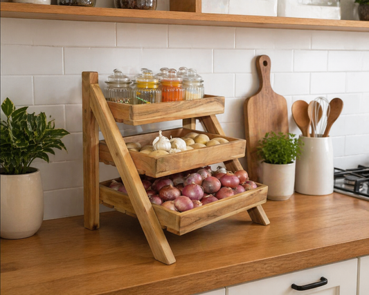Vegetable Rack 3 Layer Solid Wood
