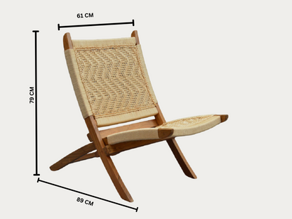 Orchid Homez Hand Woven Lounge Chair Folding Solid Wood Outdoor Chair