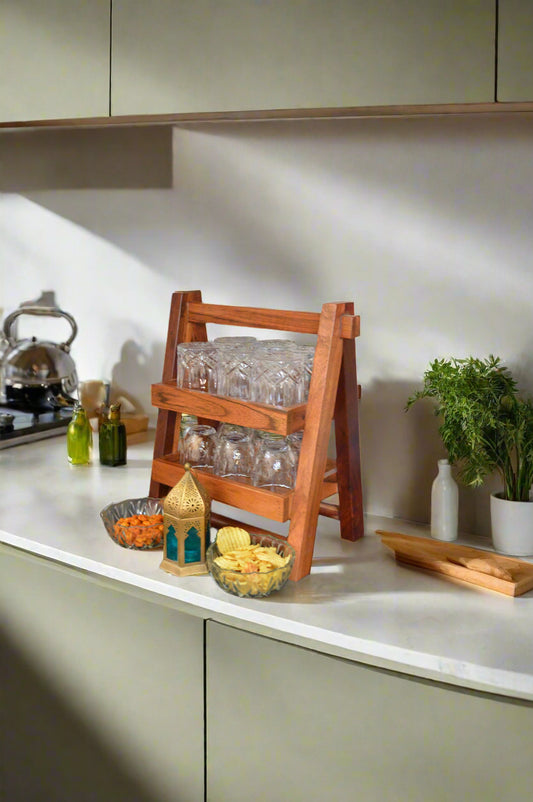 2 LAYER PARTY RACK MULIT USAGE SOLID WOOD RACK