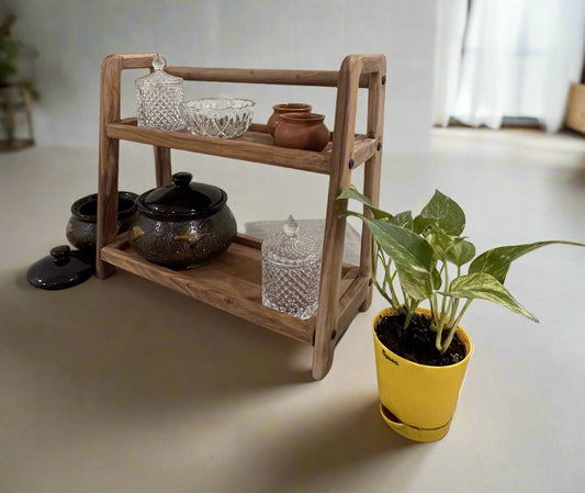 DIY Vegetable Rack 2 Layer Solid Wood