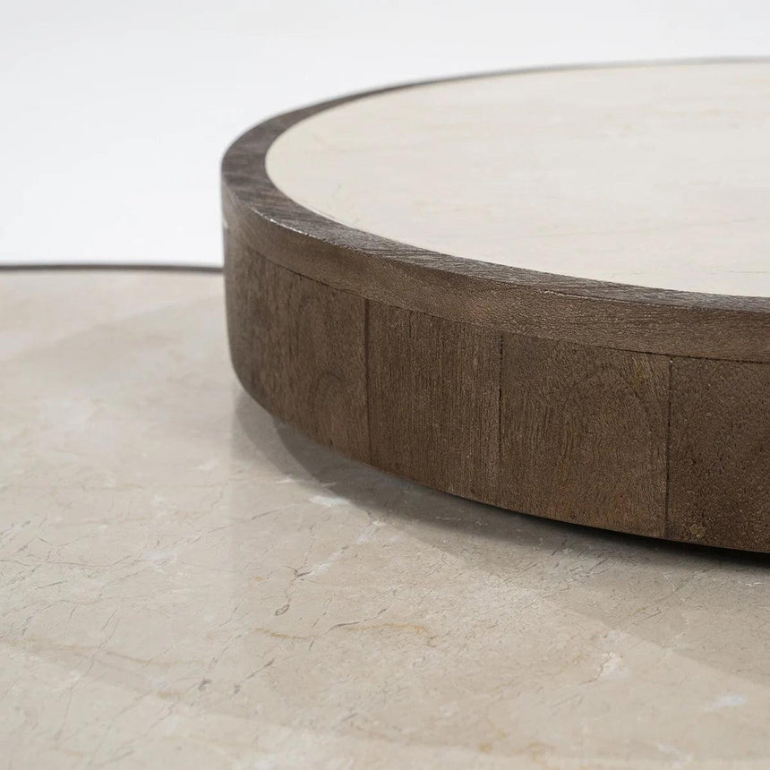 Rene solid wood and marble coffee table