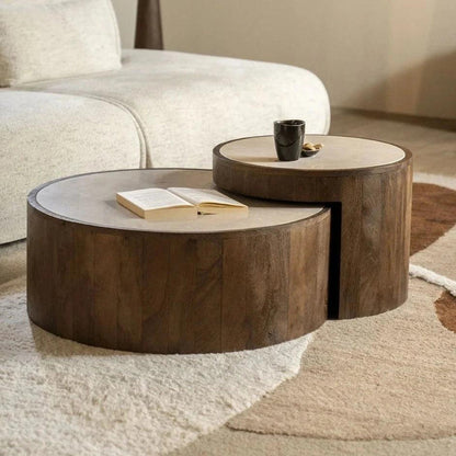 Rene solid wood and marble coffee table