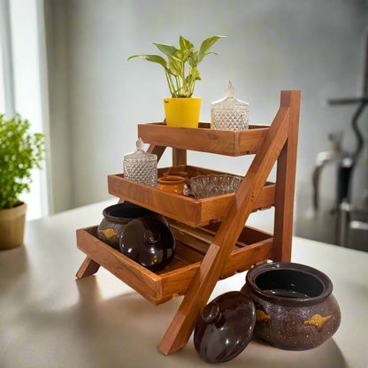 Vegetable Rack 3 Layer Solid Wood