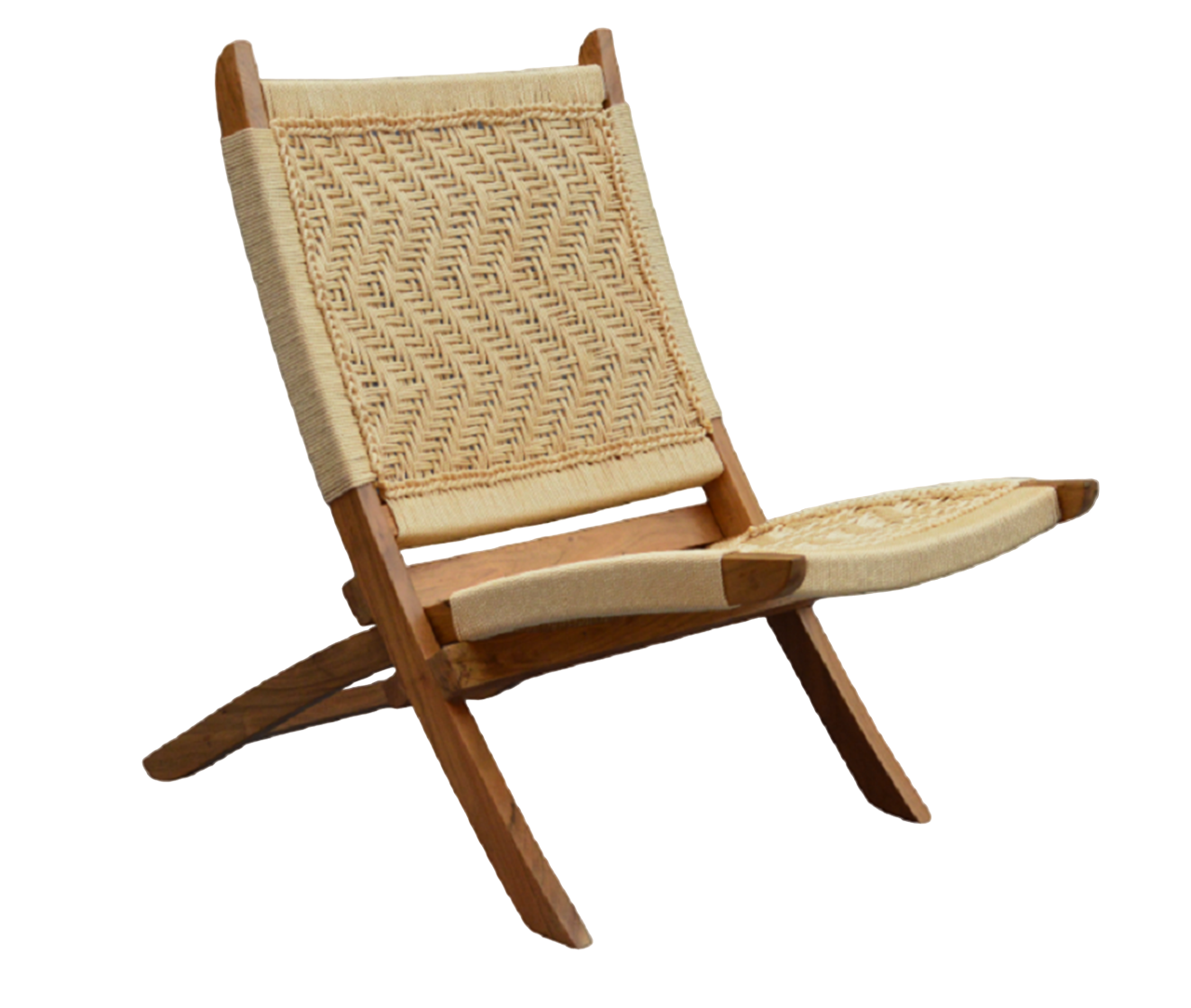 Orchid Homez Hand Woven Lounge Chair Folding Solid Wood Outdoor Chair