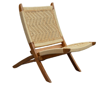 Orchid Homez Hand Woven Lounge Chair Folding Solid Wood Outdoor Chair