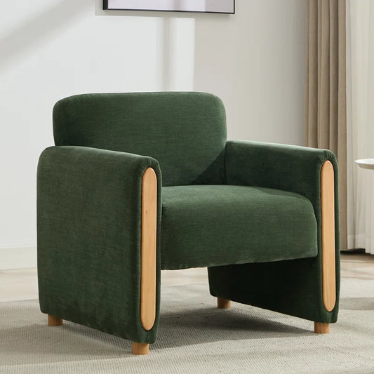 Wide Modern Solid Wood Chair with stain resistant fabric