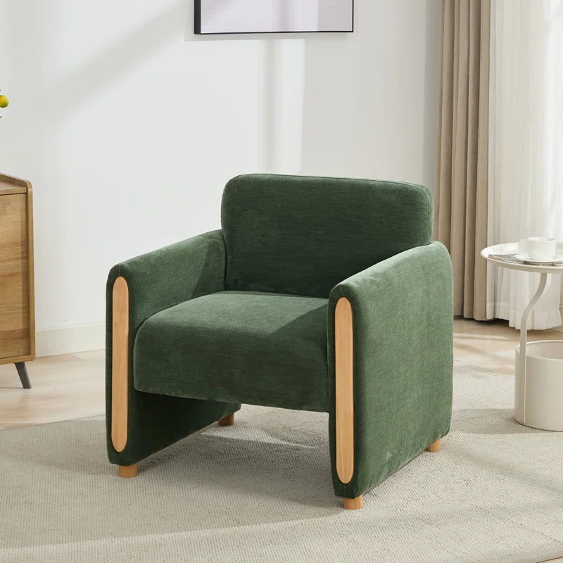 Wide Modern Solid Wood Chair with stain resistant fabric