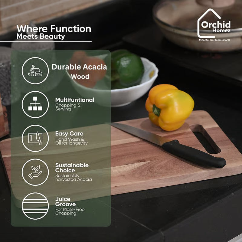 ChopChamp Solid Wood Acacia Cutting Board handle