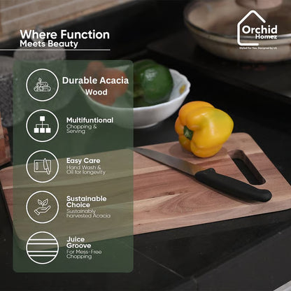 ChopChamp Solid Wood Acacia Cutting Board handle